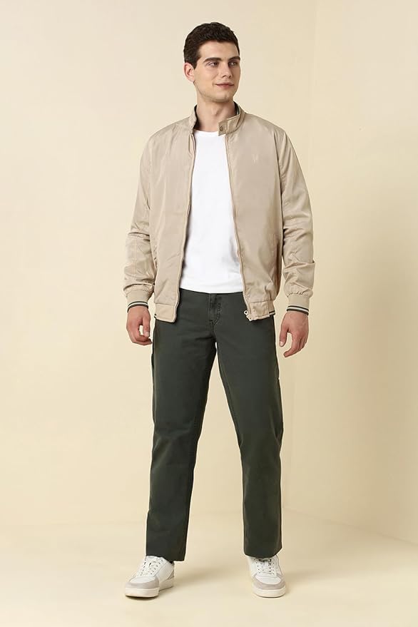 Men's Polyester Casual Jacket | Regular Fit High Neck | Standard Length