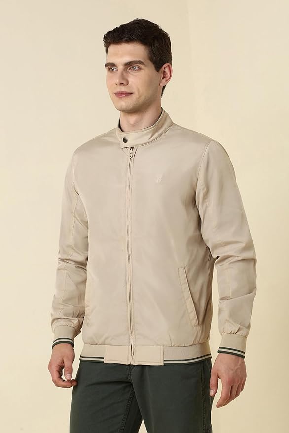 Men's Polyester Casual Jacket | Regular Fit High Neck | Standard Length