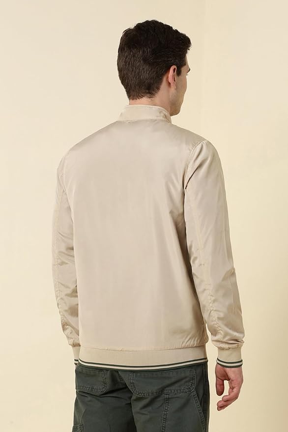 Men's Polyester Casual Jacket | Regular Fit High Neck | Standard Length