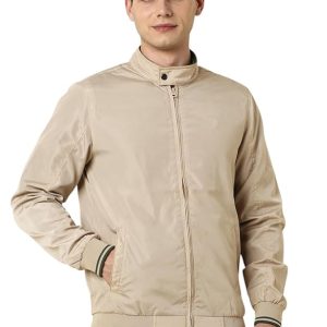 Men's Polyester Casual Jacket | Regular Fit High Neck | Standard Length
