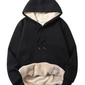 Women's Fleece Sherpa Hoodie, Winter Warm Pullover Sweatshirt, Soft Fur Lined, Casual Hooded Sweatshirt, Cozy & Stylish Outerwear