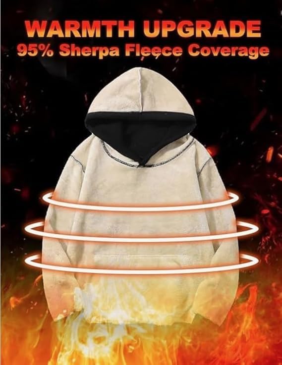 Women's Fleece Sherpa Hoodie, Winter Warm Pullover Sweatshirt, Soft Fur Lined, Casual Hooded Sweatshirt, Cozy & Stylish Outerwear