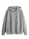 Casual Solid Full Sleeves Women Stylish Hooded Neck Fleece Zipper Hoodie for Winter