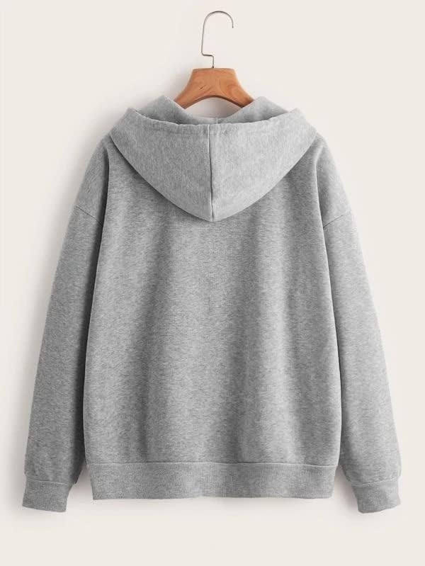 Casual Solid Full Sleeves Women Stylish Hooded Neck Fleece Zipper Hoodie for Winter