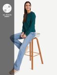 Symbol Women's Cotton Blend Round Neck Regular Fit Cropped Sweatshirt (Pullover)