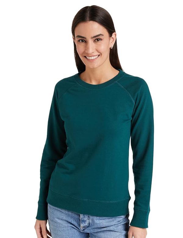 Symbol Women's Cotton Blend Round Neck Regular Fit Cropped Sweatshirt (Pullover)