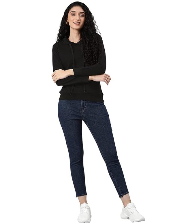 Cotton Fleece Regular Fit Solid Sweatshirt Winter Wear Jumper Full Sleeve Hoodie for Women