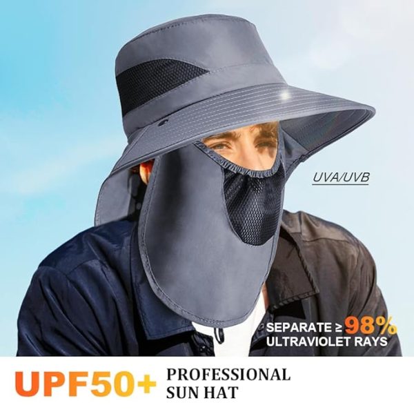 Mens Sun Hat Wide Brim Summer Sun Cap UV Protection Fishsing Hat