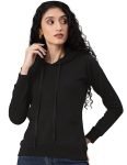 Cotton Fleece Regular Fit Solid Sweatshirt Winter Wear Jumper Full Sleeve Hoodie for Women